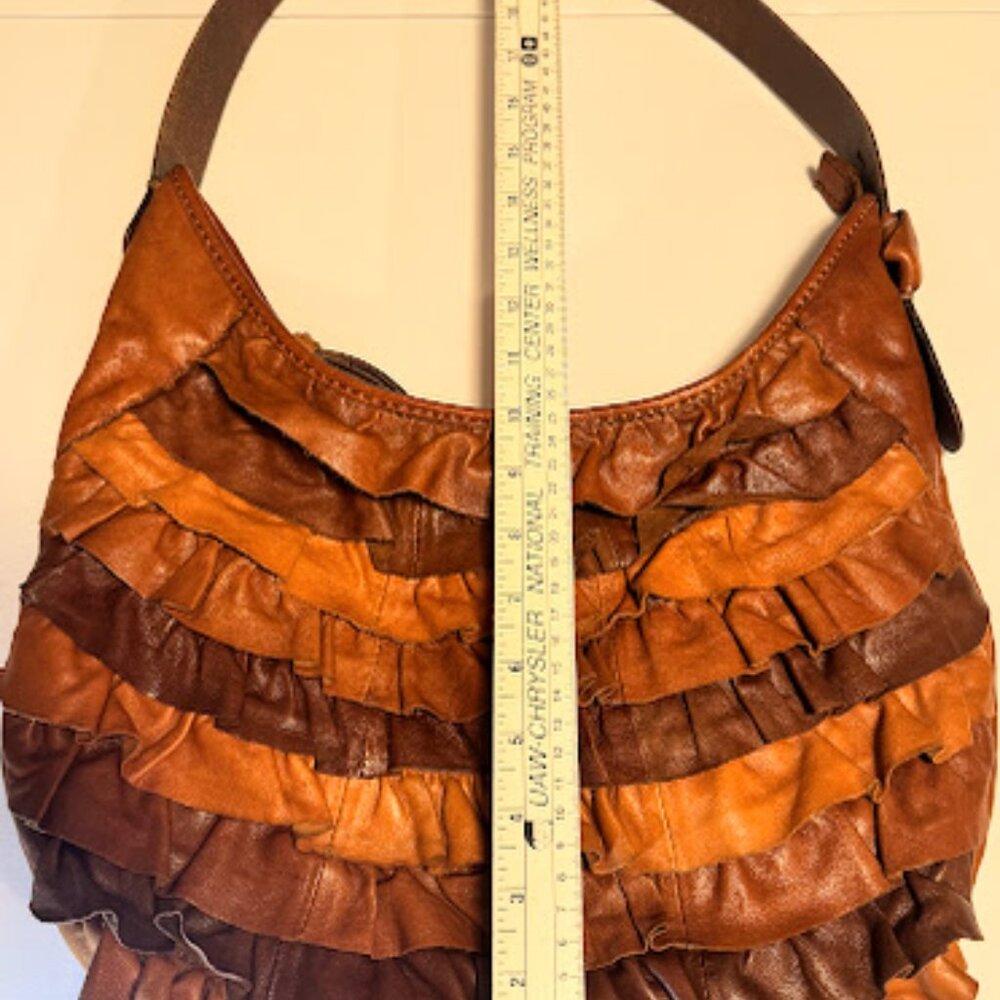 Lucky Brand Ruffled Crossbody Bag in Brown and Tan - Picture 3 of 10